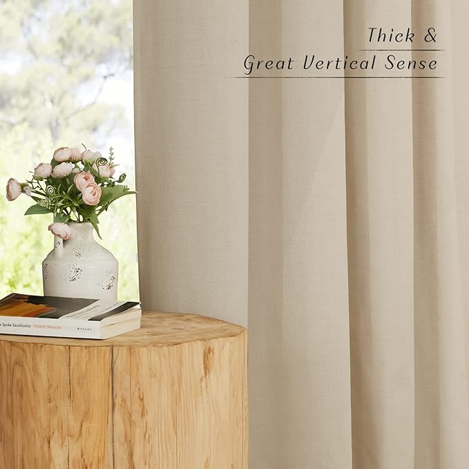 NICETOWN Angora Linen Kitchen Window Curtains Over Sink, Grommet Thick Linen Angora Short Window Treatments Privacy Assured with Light Filtering for Bedroom/Bathroom, W34 x L36, 2 Panels