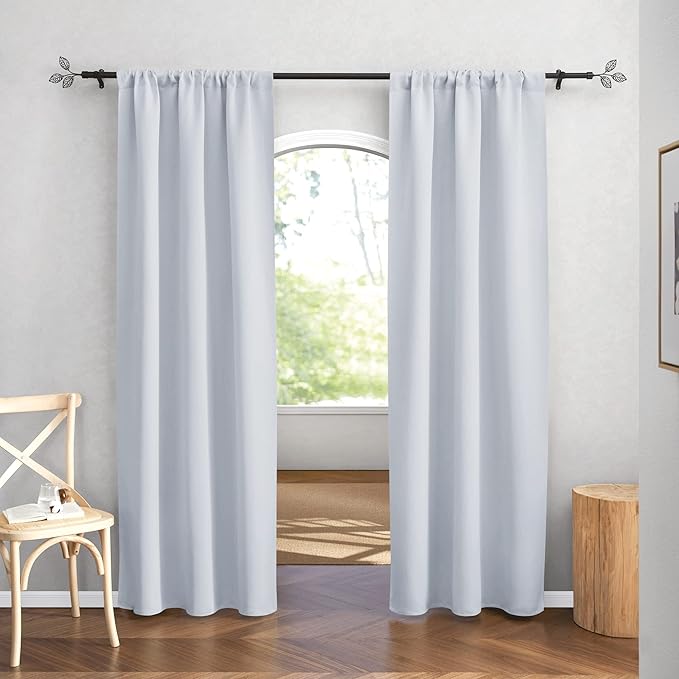 RYB HOME Curtains for Bedroom 84 inches Long 2 Panels Set, Privacy Thermal Insultaed Sunlignt Heat Blocking Drapes for Nursery Rental Room, Width 42 by Length 84, Greyish White