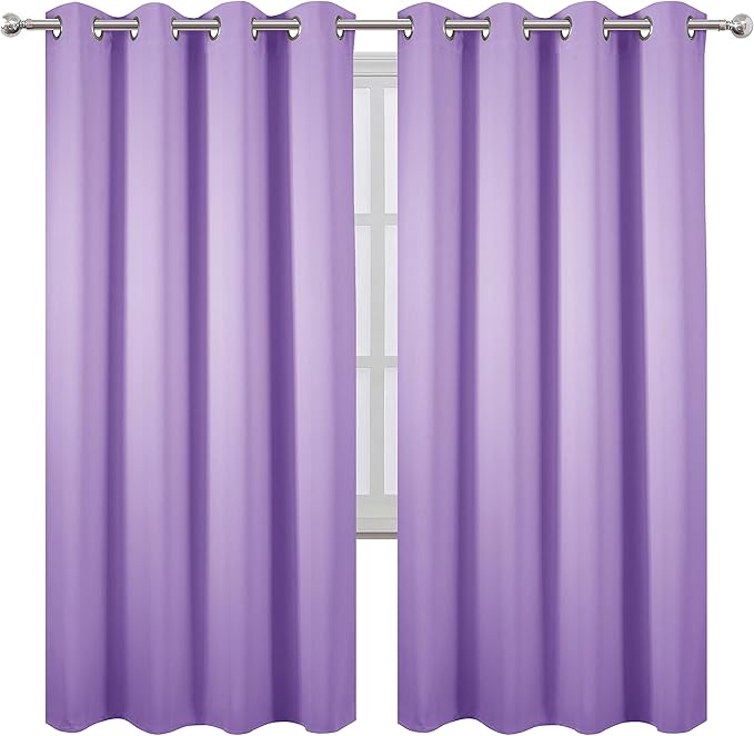 LEMOMO Lavender Thermal Blackout Curtains/52 x 72 Inch/Set of 2 Panels Room Darkening Curtains for Bedroom