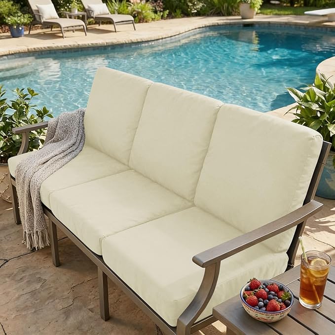 hyha Milk Silk Couch Cushion Covers, Soft Magic Sofa Covers Washable for Cushion Couch, Stretch Sectional Outdoor Cushion Covers for Patio Furniture with Elastic Bottom(Small, Cream)