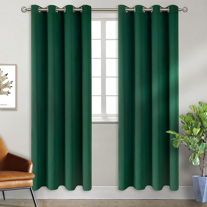 BGment Green Blackout Curtains 84 Inch Length 2 Panels Set, Grommet Thermal Insulated Room Darkening Curtains for Bedroom, Each 46 x 84 Inch