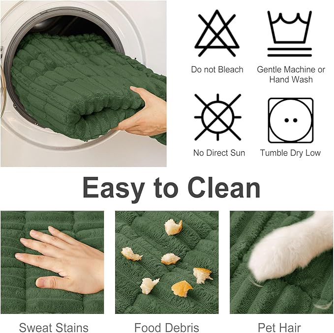 hyha Couch Covers for Dogs Washable, Non Slip Plush Dog Sofa Protectors, Fuzzy Pet Couch Covers for 3 Cushion Sofa Pet Friendly (Dark Green, 27.6" x 59")