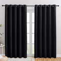 NICETOWN Blackout Draperies Window Curtain Panels, Autumn/Winter Thermal Insulated Solid Grommet Blackout Curtains/Drapes for Cafe (Set of 2, 70 inches by 84 inches, Black)