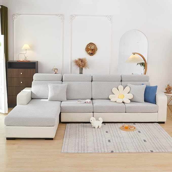 Sofa Covers Couch Covers for Sofa Pet Friendly Couch Cushion Covers Universal Sofa Covers Washable Stretch Slipcovers for Sectional Sofa (Texture Light Gray,Extra Large Single Seat Cover)