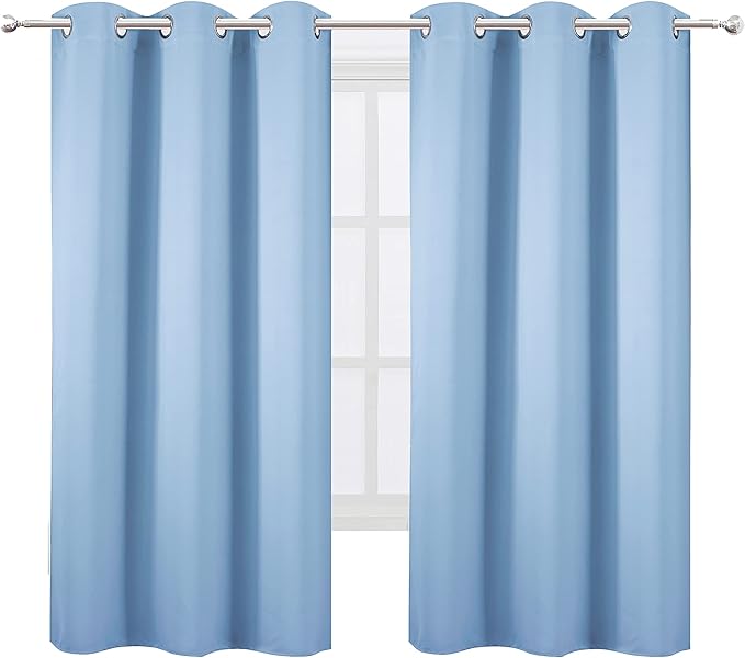 LEMOMO Sky Blue Thermal Blackout Curtains/38 x 63 Inch/Set of 2 Panels Room Darkening Curtains for Bedroom