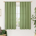 LAMIT 54 Inch Linen Curtains 2 Panels, Soft Faux Linen Light Filtering Panels Rod Pocket Farmhouse Privacy Drapes for Small Window/Loft Room, 42 x 54 Inch, Green
