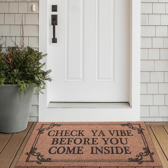 Front Door Indoor Outdoor Entrance Doormat Brown Rubber Welcome Door Mat Come Inside This House Doormat Anti Slip Easy to Clean Corridor Patio Entry Mat 36" x 24"