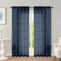 OWENIE Navy Blue Sheer Curtains 72 Inches Long 2 Panels Set, Transparent Voile Sheer Curtain for Living Room Bedroom Window Sliding Glass Door Treatment, 59 x 72 Inch, Navy Blue