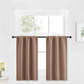 RYB HOME Blackout Cafe Curtains 30 inch Length, Short Light UV Heat Blocking Energy Saving Privacy Curtain Tiers for Basement Bathroom Kitchen Window, Width 29 by Length 30, Mocha, 2 Panels