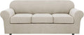 H.VERSAILTEX 4 Piece Stretch Sofa Covers for 3 Cushion Couch Covers for Living Room Furniture Slipcovers (Base Cover Plus 3 Seat Cushion Covers) Upgraded Thicker Jacquard Fabric (Sofa, Island Fossi)