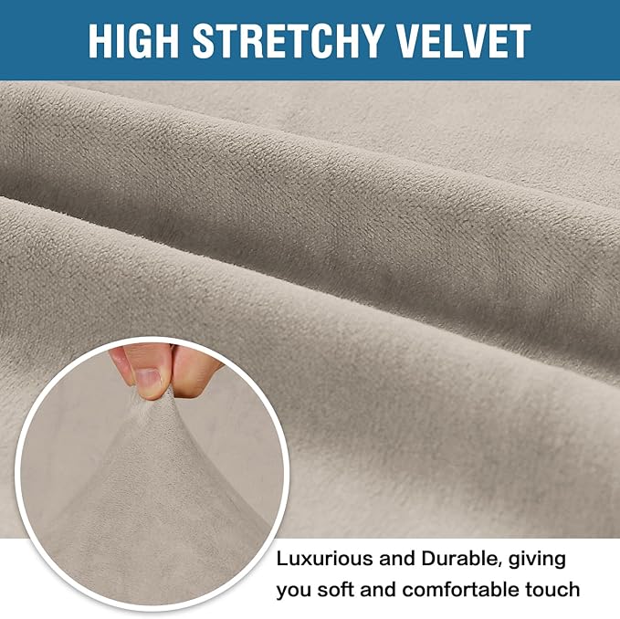 H.VERSAILTEX Stretch Velvet Sofa Covers Large Couch Covers Furniture Protector Soft with Non Slip Elastic Bottom, Feature Thick Comfy Rich Velour (Extra Large Sofa 98"-105", French Oak)