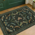 Hazo Haus 2x3 Entry Way Rugs Indoor - Dark Green Small Throw Rug for Kitchen, Bathroom, Insect Boho Design, Washable Non Slip Stain Resistant