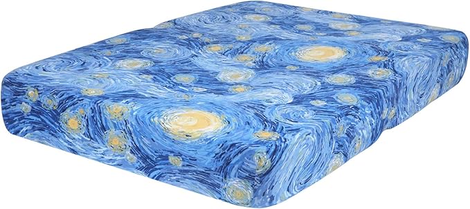 hyha Printed Couch Cushion Covers, Floral Sofa Covers Washable for 2 Cushion Couch, Stretch Pattern Outdoor Cushion Covers for Patio Furniture with Elastic Bottom(Medium, Starry Sky)