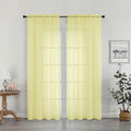 OWENIE Sheer Curtains 78 Inches Long 2 Panels Set for Bedroom Living Room, Soft Solid Light Filtering Sheer Curtain Rod Pocket Clear Drapes for Window Sliding Door, Light Yellow, 42" W x 78" L