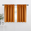 NICETOWN Room Darkening Cafe Satin Curtains for Small Windows, 42" Wide by 36" Long, 2 Panels, Orange, Rod Pocket Privacy Faux Silk Blackout Drapes for Kitchen