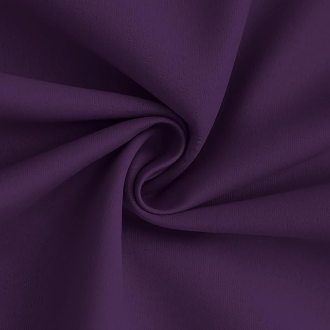 Yakamok 100% Blackout Curtain Panels 63 inches Cold and Light Blocking Drapes for Nursery, 2 Thick Layers Thermal Insulated Draperies (2 Pieces, 50 Wide Each Panel, Purple/White Backing)