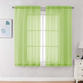 Chyhomenyc Sheer Curtains 63 Inch Length 2 Panels Set, Light Filtering Rod Pocket Window Curtain Treatment Drapes for Bedroom Living Room, Each 42Wx63L, Set of 2, Lime