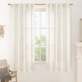 LAMIT 60 Inch Length Window Linen Curtains, Light Filtering Panels Back Tab and Rod Pocket Neutral Drapes for Bedroom/Living Room, Cream, 2 Panels, 34 x 60 Inch