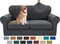 XINEAGE 2026 New 3 Pieces Couch Covers for 2 Cushion Sofa Super Stretch Loveseat Slipcover Pet Dog Universal Slip Cover Anti Slip Love Seat Furniture Protector (Dark Gray, 55"-69")
