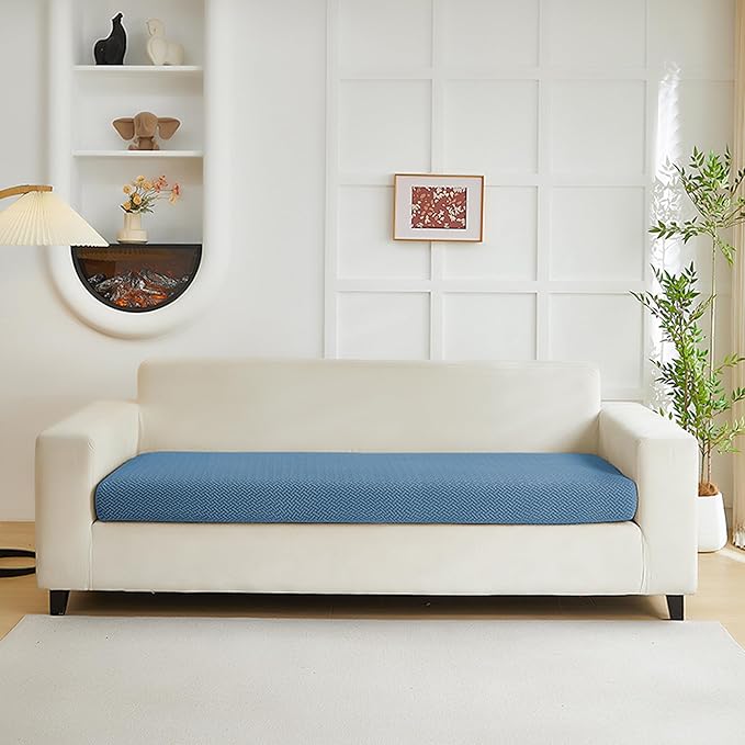 Couch Cushion Covers for Sofa Couch Covers Wear-Resistant Universal Sofa Cover Washable Stretch for Sectional Slipcovers (Texture-Blue,Large Triple Seat Cover)
