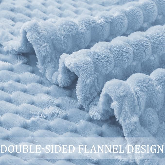 Exclusivo Mezcla Fleece Twin Blanket for Bed, Extra Large Fuzzy Stone Blue Bed Blankets, Soft Cozy Plush Sofa Throws for All Seasons, 60x80 Inches