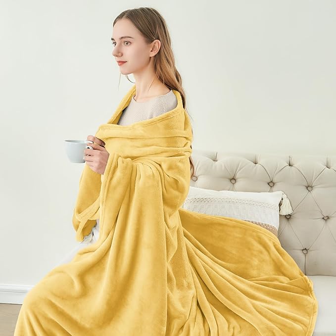 BEDELITE Fleece Blanket Twin Size Cream Yellow Throw Blankets for Couch & Bed, Luxury Plush Cozy Fuzzy Blanket 60x80 inches, Super Soft Warm Lightweight Throw Blanket for Travel Camping