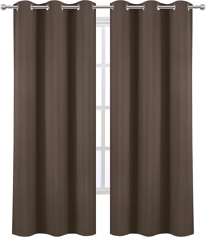 LEMOMO Chocolate Thermal Blackout Curtains/42 x 84 Inch/Set of 2 Panels Room Darkening Curtains for Bedroom