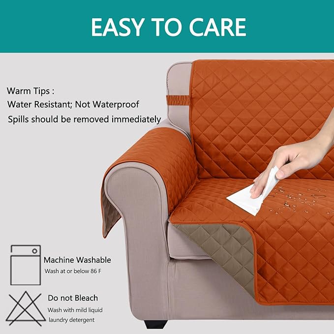 U-NICE HOME Reversible Futon Cover Sofa Slipcover Armless Furniture Protector Couch Cover Water Resistant, Orange/Taupe