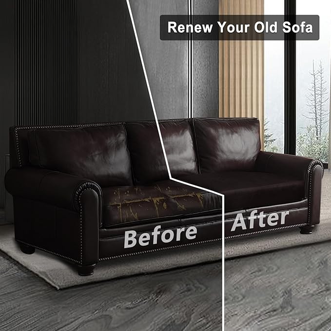 Leather Look Couch Cushion Covers Sofa Seat Slipcovers Sets Couches Furniture Protector for Sectional Armchair Loveseat Pets Kids Stretch Spandex Fabric (1 Cushion Sofa, Chocolate)
