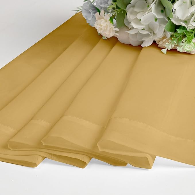 Chyhomenyc Sheer Gold Curtains 90 inches Long 2 Panels, Light Filtering Soft Airy Solid Elegant Voile Window Treatment Drapes for Bedroom Living Room Wedding Party Decor, 42 Wx90 L Inches