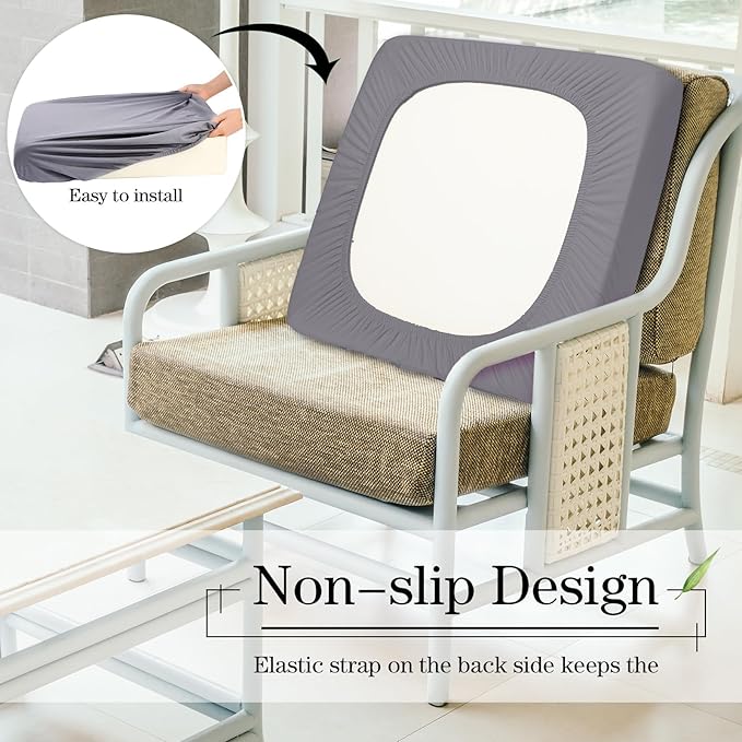 Newwiee 8Pcs Patio Cushion Covers Stretch Outdoor Cushion Cover Replacement for Patio Furniture Sofa Couch Slipcovers, Soft Flexibility Washable Furniture Protector(Waterproof Pure,Light Grey)