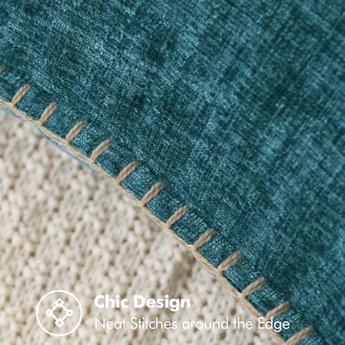 MIULEE Pack of 2 Couch Throw Pillow Covers 18x18 Inch Dark Teal Farmhouse Decorative Pillow Covers with Stitched Edge Soft Chenille Solid Dyed Spring Pillow Covers for Sofa Bed Living Room