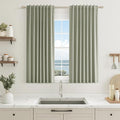 Sage Green 100% Blackout Curtains 45 Inch Length 2 Panels Set for Living Room Bedroom Back Tab Thermal Insulated Black Out Linen Drapes Room Darkening Window Curtains 52x45