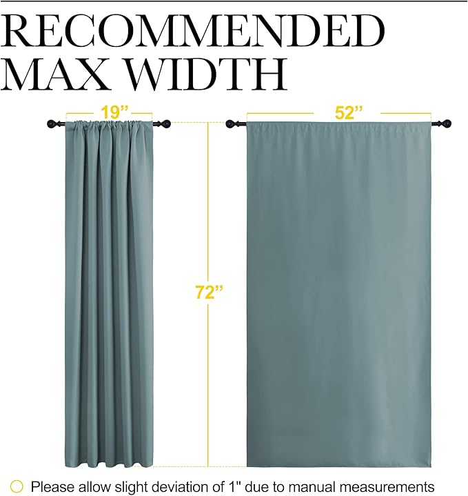 NICETOWN Greyish Blue Blackout Curtains Panels for Window, Thermal Insulated Rod Pocket Blackout Drapes/Draperies for Living Room (2 Panels, W52 x L72 inches)