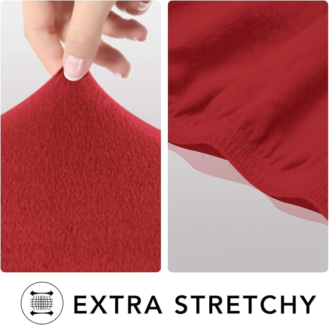 PureFit Super Stretch Sofa Slipcover – Spandex Non Slip Soft Couch Sofa Cover, Washable Furniture Protector with Non Skid Foam and Elastic Bottom for Kids, Pets （Loveseat, Red）