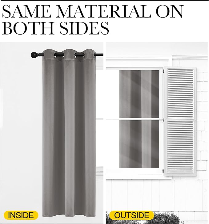 NICETOWN Room Darkening Cafe Satin Curtains for Small Windows, 42" Wide by 84" Long, 2 Panels, Chrome Gray, Grommet Privacy Blackout Drapes for Play Room
