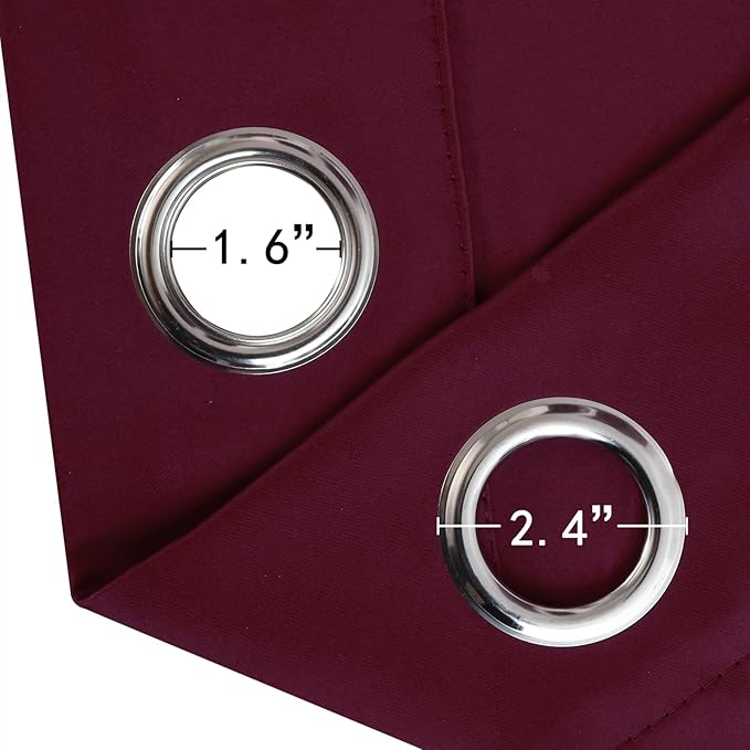 LEMOMO Blackout Curtains 66 x 54 Inch Long Burgundy Red Curtains Set of 2 Panels Room Darkening Curtains for Bedroom and Living Room