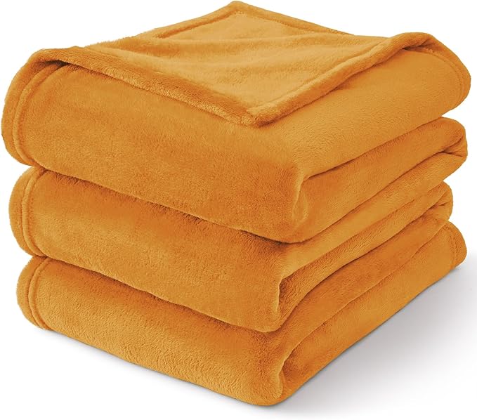BEDELITE Fleece Blanket King Size Blankets for Bed, Luxury Plush Cozy Fuzzy Blanket 108x90 inches, Super Soft Warm Lightweight Throw Blanket All Seasons Suitable, Burnt Orange