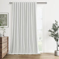 Guken White 100% Blackout Linen Curtains 100 Inch Wide by 90 Inch for Living Room Bedroom Back Tab Thermal Insulated Black Out 1 Drapes Room Darkening Window Curtains,1 Panel