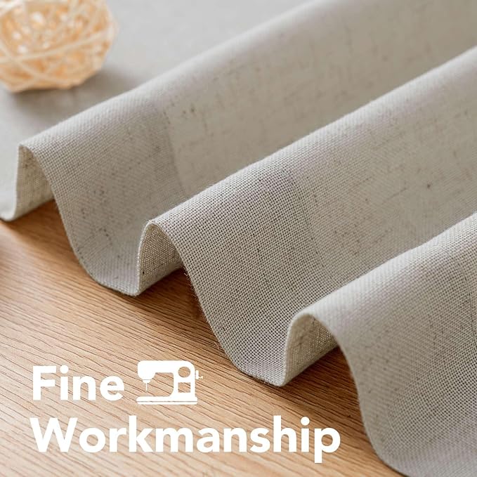 H.VERSAILTEX Living Room Linen Curtains - Semi Sheer, Nickel Grommet Energy Saving Light Filtering Window Treatments Panels for Bedroom, Oatmeal, 2 Panels, 52 x 96 Inch