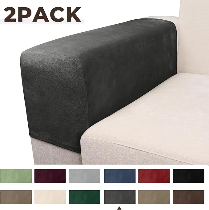 Couch Arm Covers 2 Pcs Sofa Armrest Covers Stretch Couch,Armrest Cover for Chairs Scratch-Resistant Sofa Arm Cover Armchair Slipcovers,Grey
