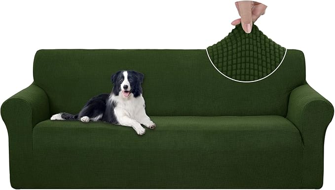 U-NICE HOME Stretch Couch Cover Sofa Cover Washable Sofa Slipcover Furniture Protector for 3 Cushion Couch Sofa Pet Friendly(Sofa, Bronze Green)