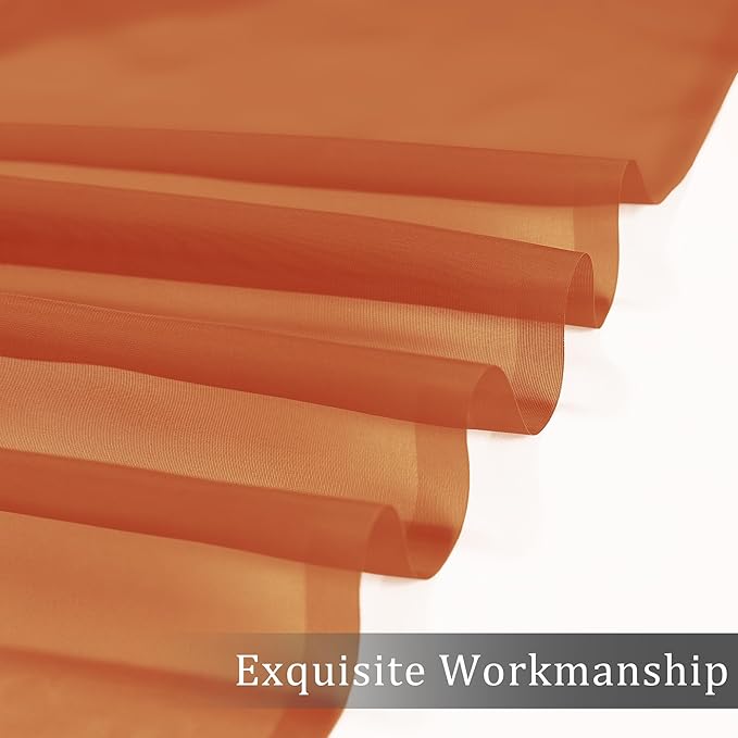 OWENIE Sheer Curtains 90 Inches Long 2 Panels Set for Bedroom, Light Filtering Sheer Curtains Rod Pocket Voile Drapes for Living Room, Airy Soft-Touching Drapes, Orange, Each 42" W x 90" L