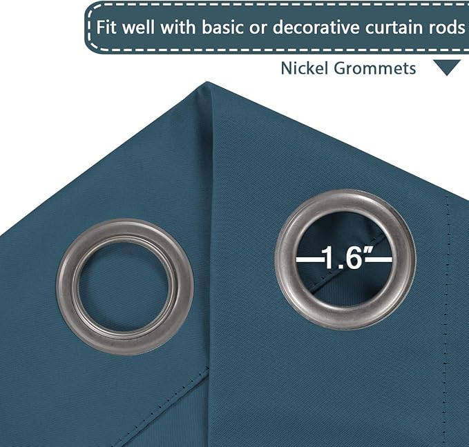 H.VERSAILTEX Blackout Patio Curtains 100 x 96 Inches for Sliding Door Extral Wide Blackout Curtain Panels Thermal Insulated Room Divider - Grommet Top, 8' Tall by 8.5' Wide - Dark Teal