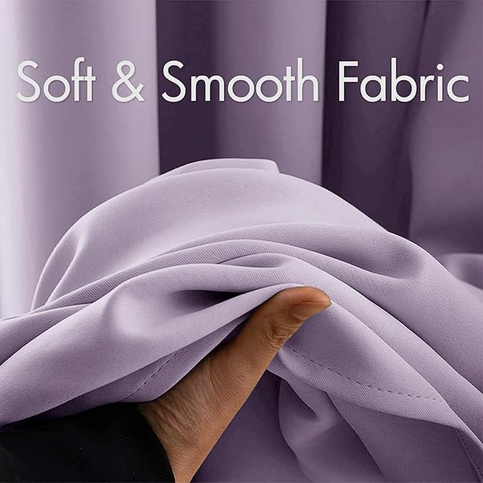 MIULEE Blackout Curtains 96 Inches Long for Bedroom Living Room Thermal Insulated Room Darkening Grommet Top Solid Light Blocking Drapery Set of 2 Window Panels Lilac