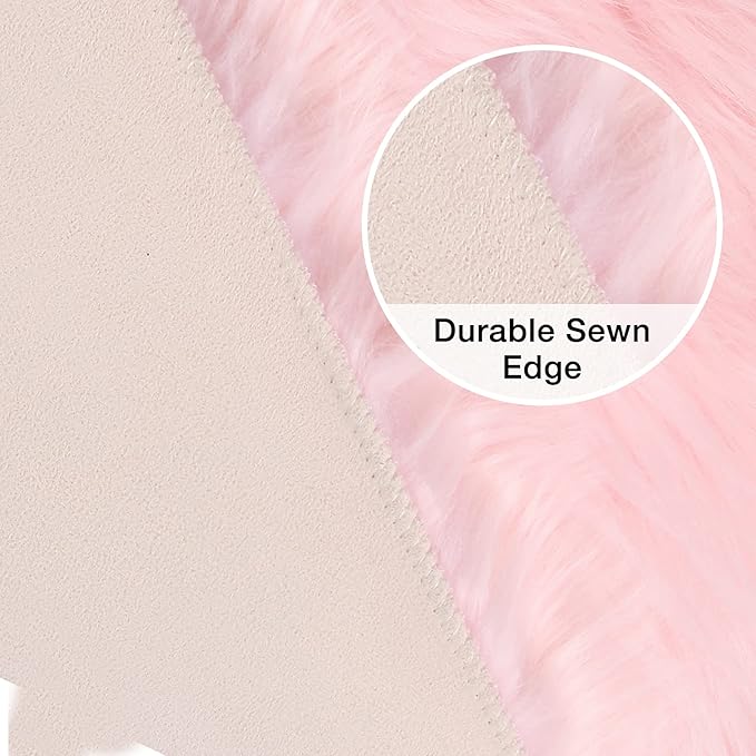 duduta Pink Faux Sheepskin Fur Rug 3x5 ft, Fluffy Shag Girls Bedroom Dorm Nursery Playroom Carpet Rug Non Slip Washable