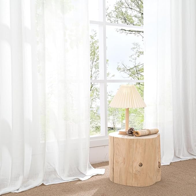 Curtain Panels in White Linen Blend, Light-Filtering, Set of 2, 72 Inch