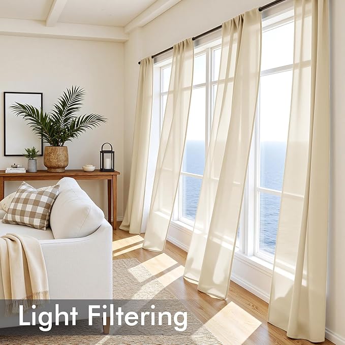 MIULEE Cream Sheer Curtains 84 Inches Long, 4 Panels Set, Light Filtering Rod Pocket Voile Drapes for Living Room and Bedroom, Airy Soft Fabric Window Treatments, 42 x 84 Inches