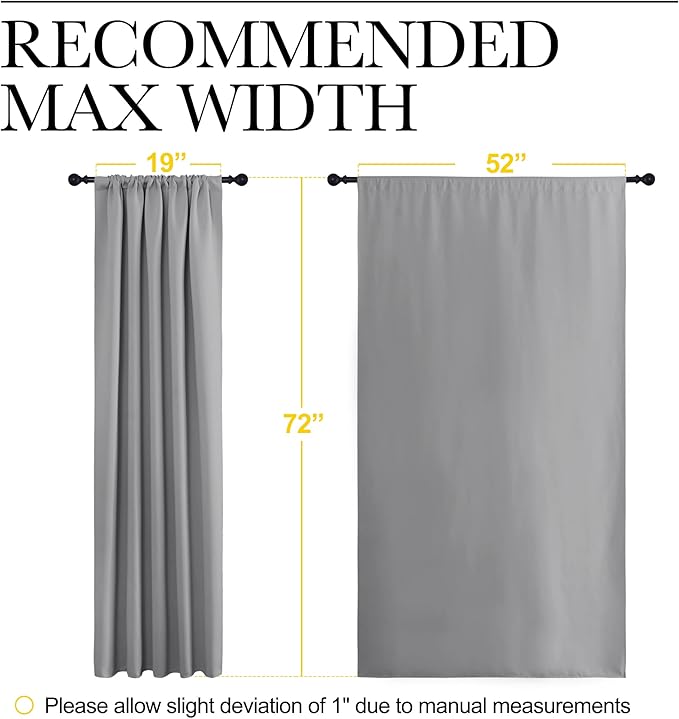 NICETOWN Blackout Curtain Panels for Bedroom - Thermal Insulated Rod Pocket Blackout Drapes/Draperies for Play Kids Room (2 Panels, W52 x L72 inches, Silver Grey)