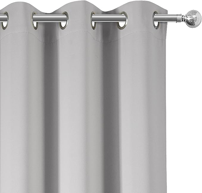 LEMOMO Blackout Curtains 42 x 95 inch/Light Grey Curtains Set of 2 Panels/Thermal Insulated Room Darkening Bedroom Curtains